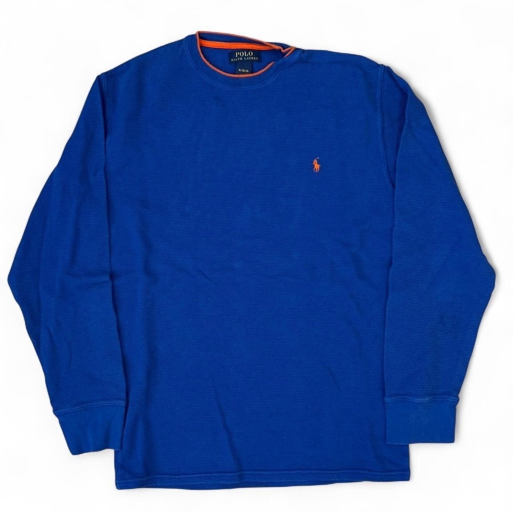 Polo Ralph Lauren Blue Waffle Knit Thermal Shirt Men's Size XL Casual Preppy